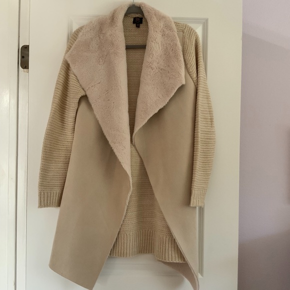 12th Heart Sweaters - Knit cardigan with sherpa collar